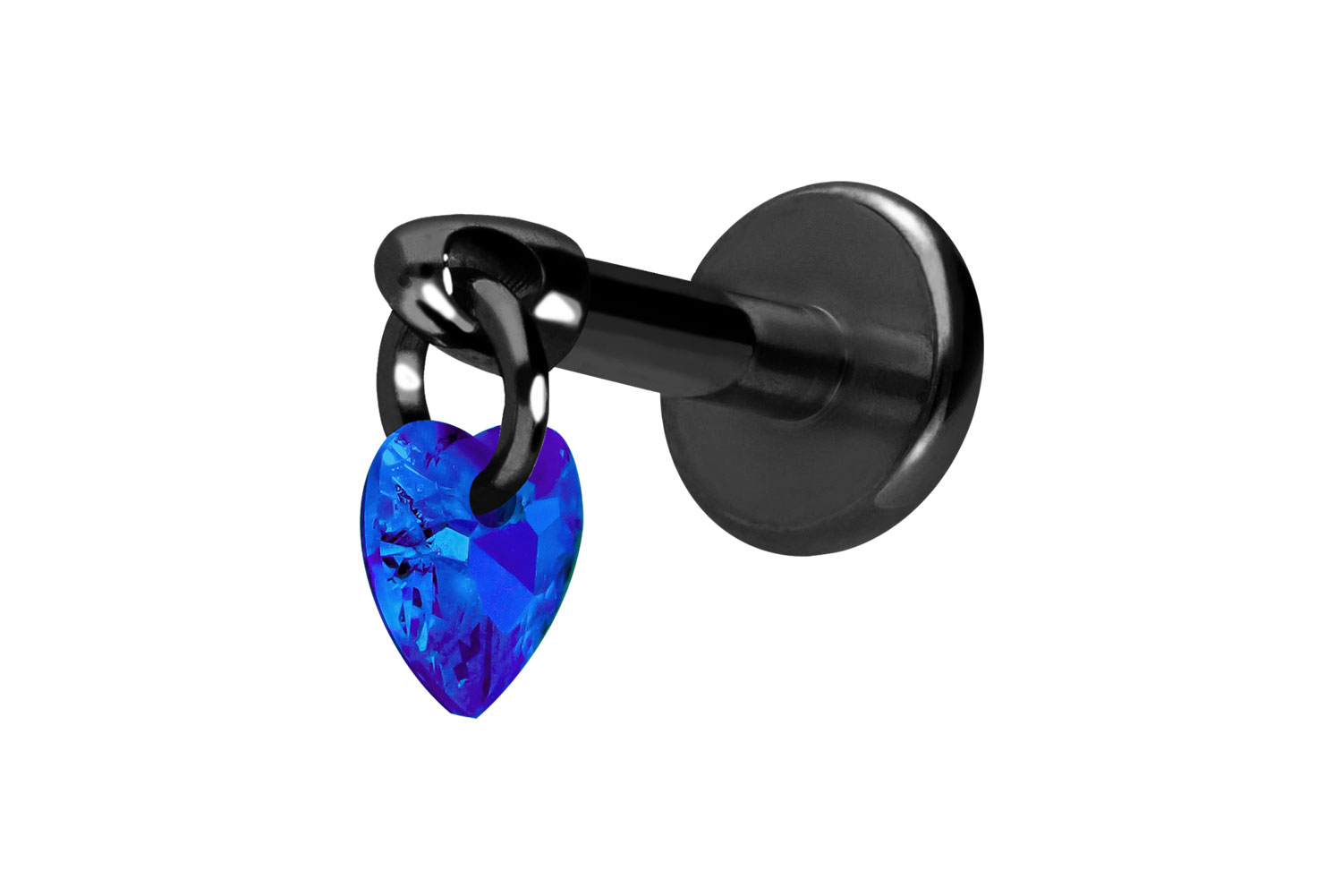 Titan Labret Piercing mit Innengewinde KRISTALLHERZ